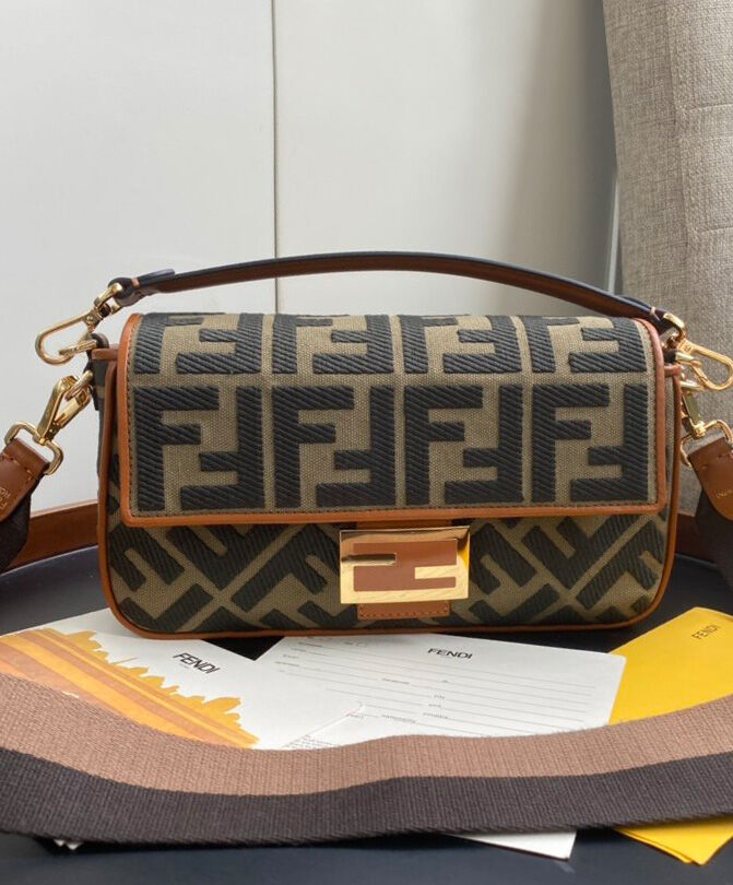 Fendi FF Canvas Bag 8BR600 Coffee